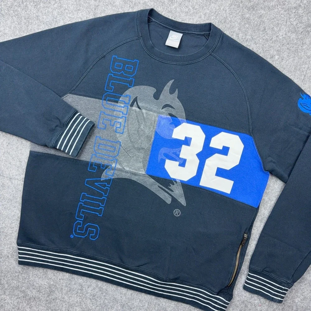 Duke Blue Devils Sweatshirt Mens XL Black Spell Out Crewneck NCAA Basketball Y2K